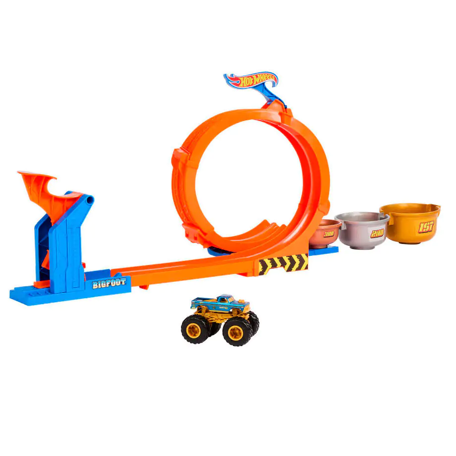 Hot Wheels Monster Trucks Loop and Flip Trophy Challenge Set de Joacă poza produsului