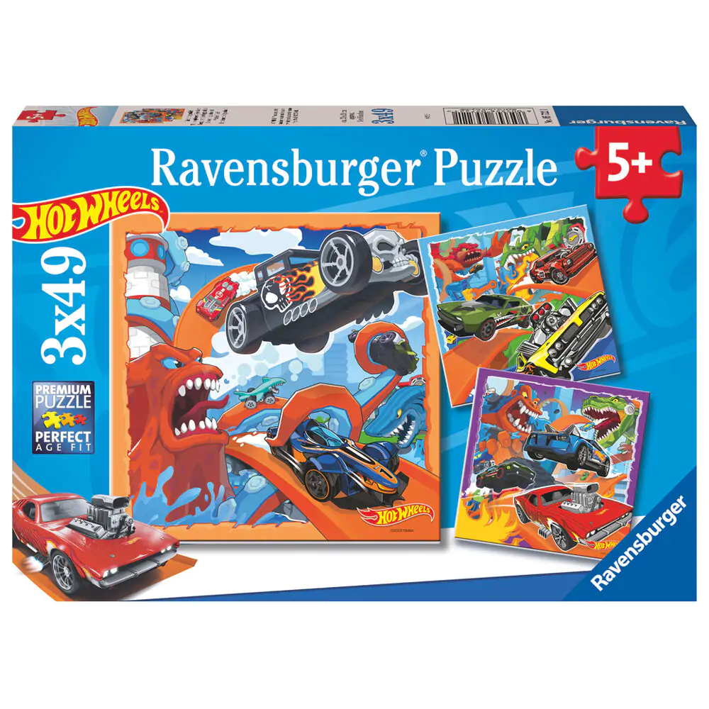 Hot Wheels puzzle 3x39 buc poza produsului