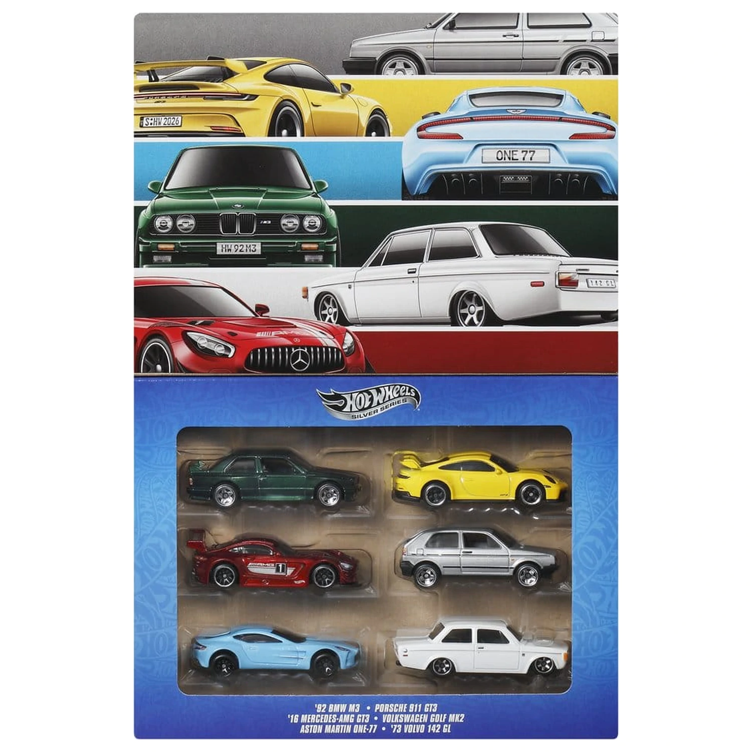 Hot Wheels Silver Series Die-Cast Vehicul pachet de 6 1/64 Euro Style poza produsului