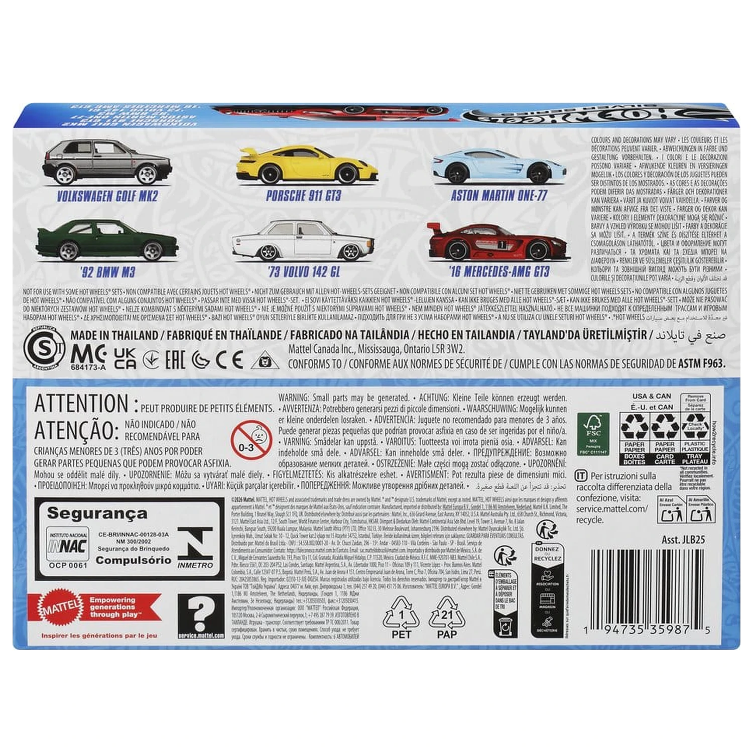 Hot Wheels Silver Series Die-Cast Vehicul pachet de 6 1/64 Euro Style poza produsului