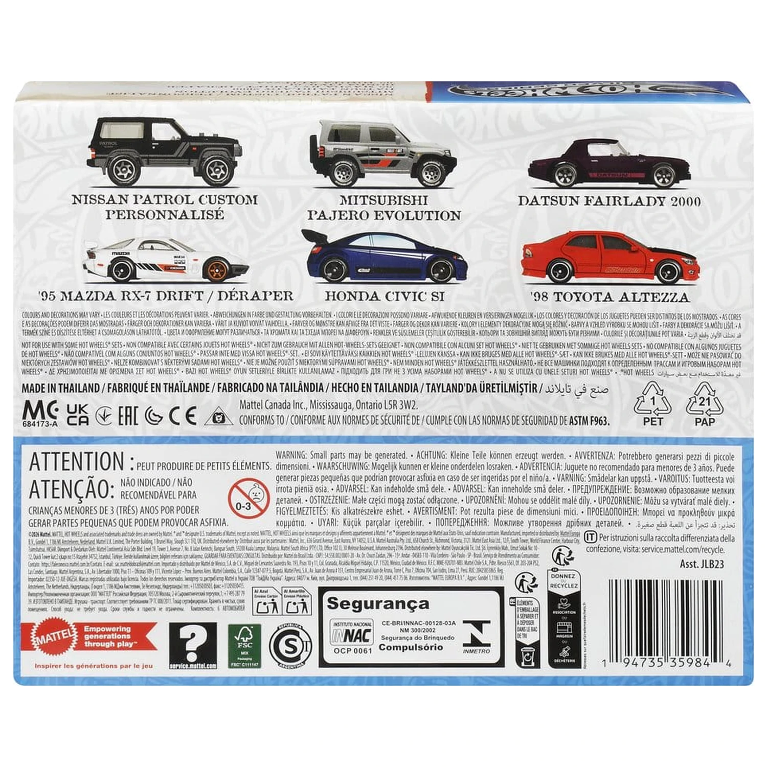 Hot Wheels Silver Series Vehicul Die-Cast Pachet de 6 1/64 Streets of Japan poza produsului