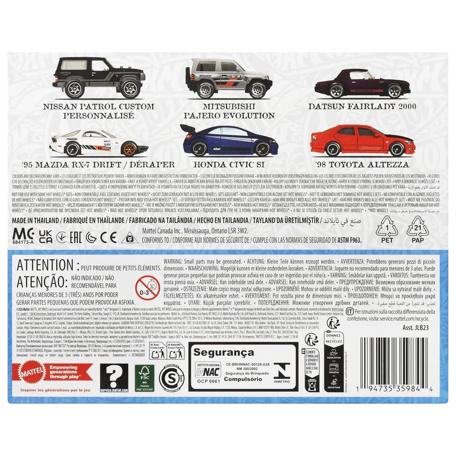 Hot Wheels Silver Series Vehicul Die-Cast Pachet de 6 1/64 Streets of Japan poza produsului