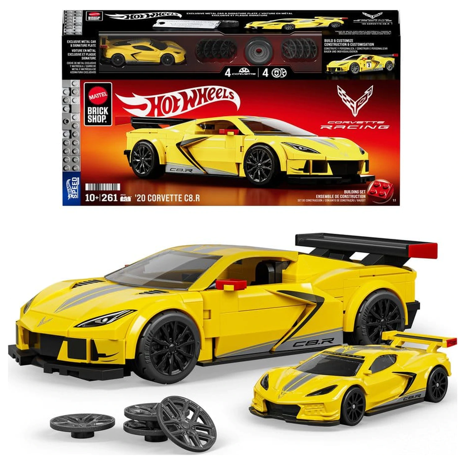 Hot Wheels Speed Mattel Brick Shop Set de constructie 1/32 '20 Corvette C8.R poza produsului