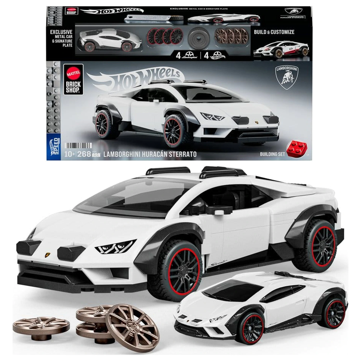 Hot Wheels Speed Mattel Brick Shop Set de constructie 1/32 Lamborghini Huracan Sterrato poza produsului