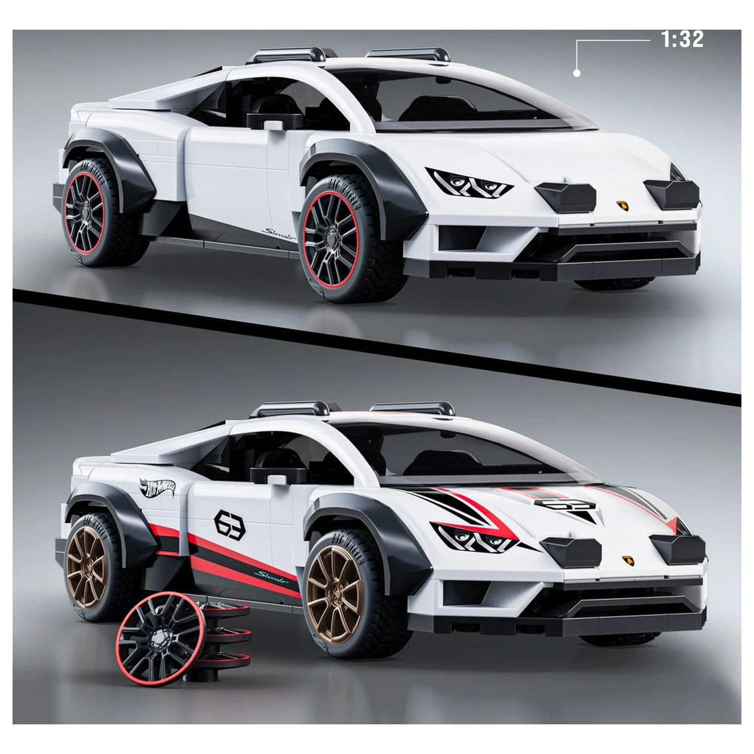Hot Wheels Speed Mattel Brick Shop Set de constructie 1/32 Lamborghini Huracan Sterrato poza produsului