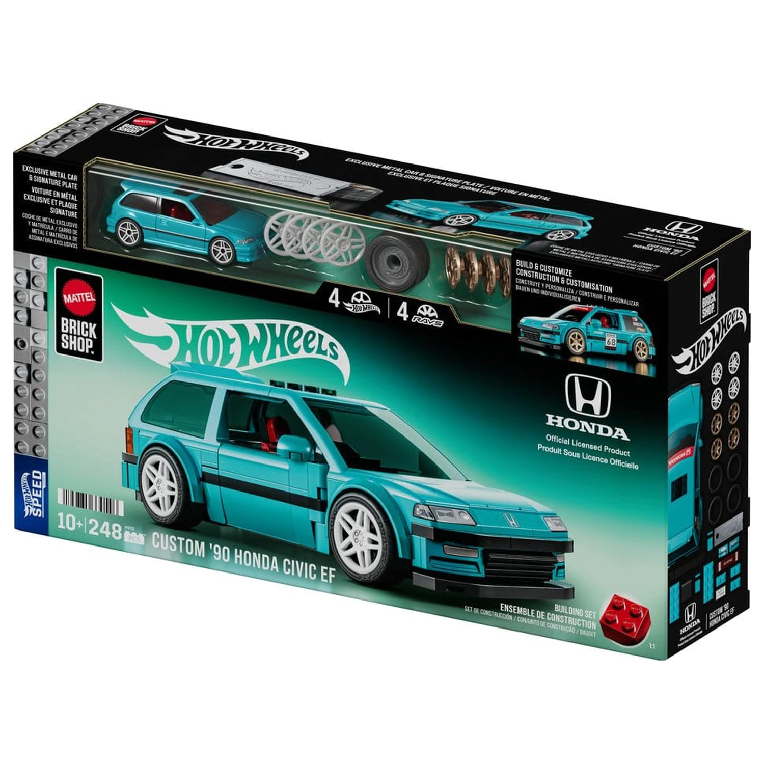 Hot Wheels Speed Series Mattel Brick Shop Set de constructie 1/32 Custom ’90 Honda Civic EF poza produsului