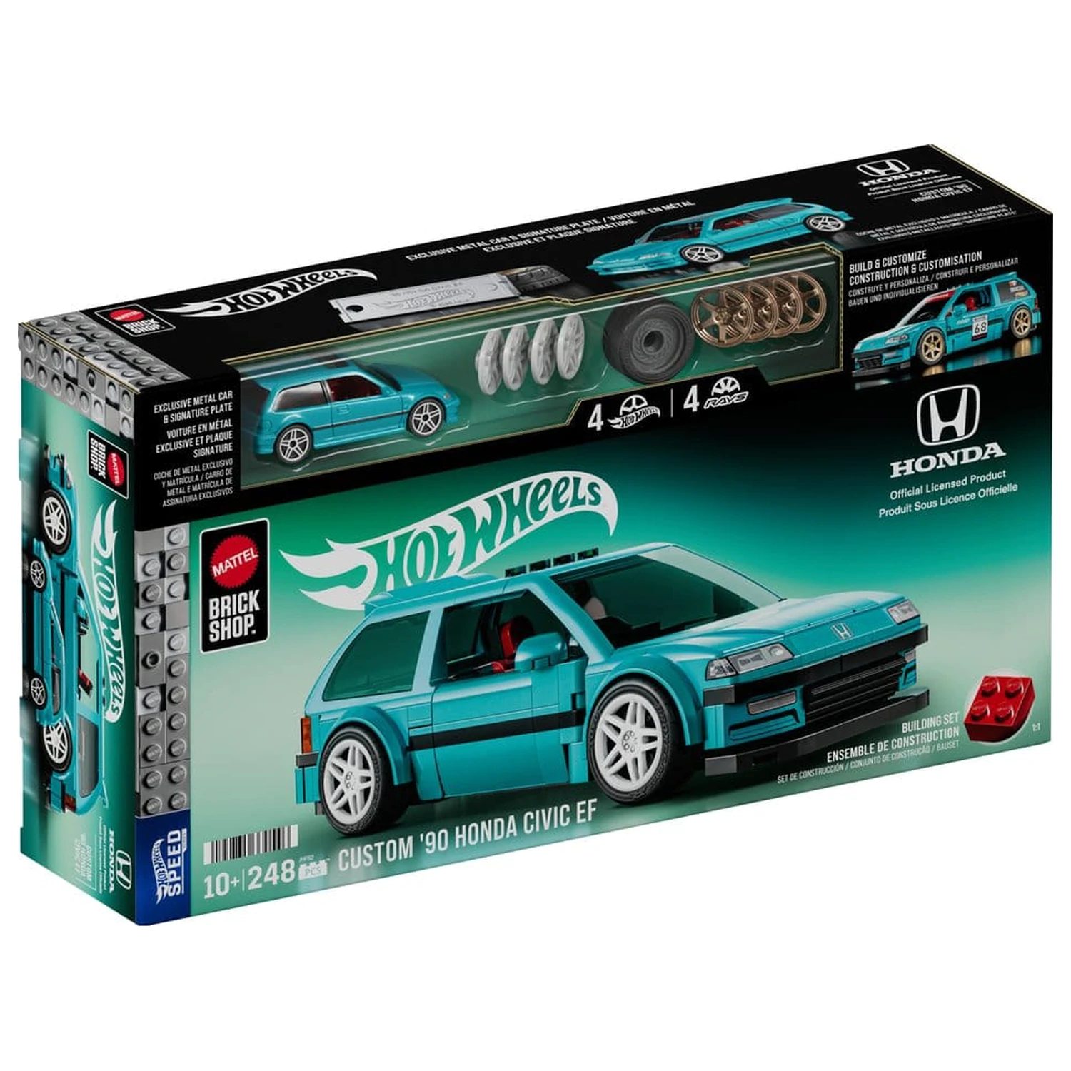 Hot Wheels Speed Series Mattel Brick Shop Set de constructie 1/32 Custom ’90 Honda Civic EF poza produsului
