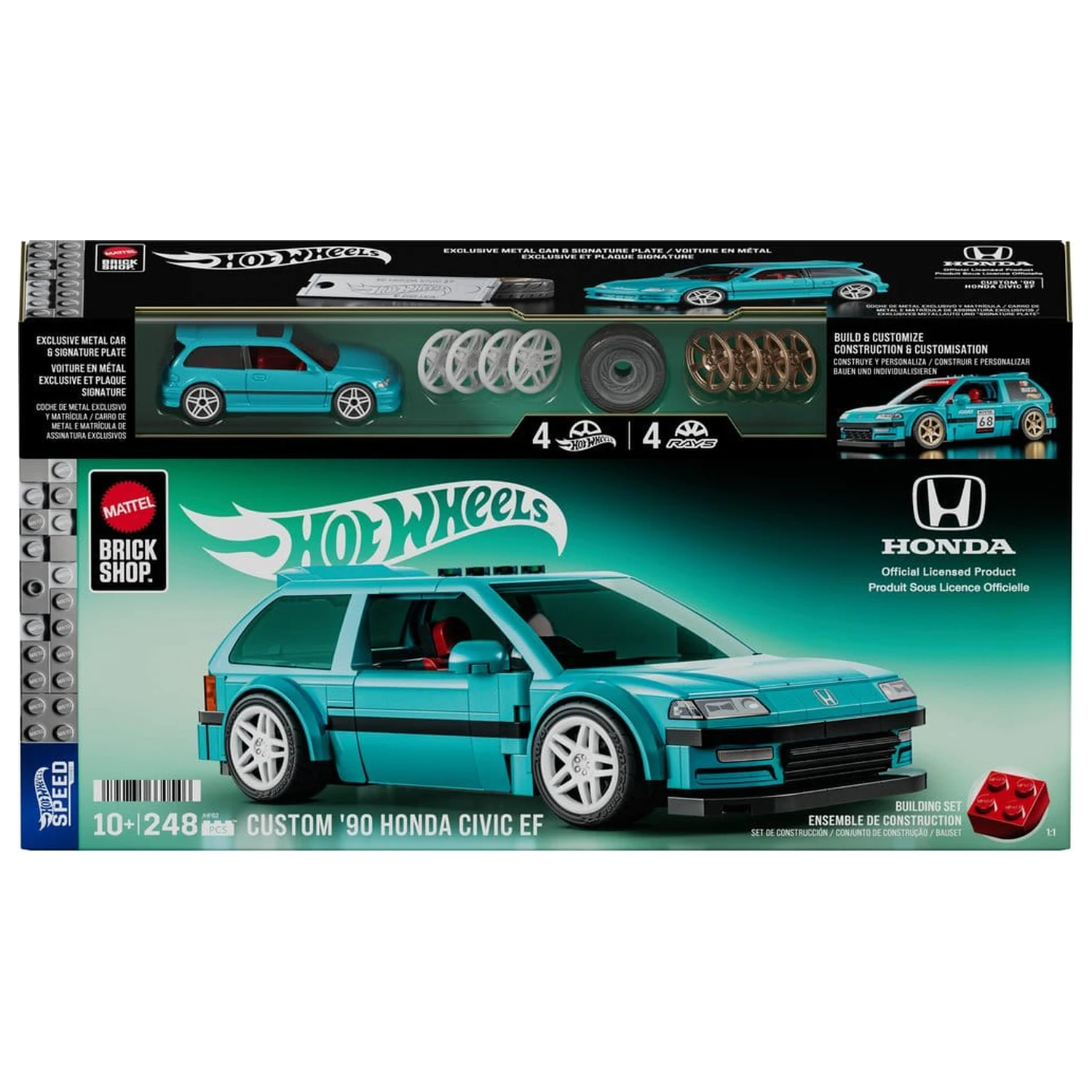 Hot Wheels Speed Series Mattel Brick Shop Set de constructie 1/32 Custom ’90 Honda Civic EF poza produsului