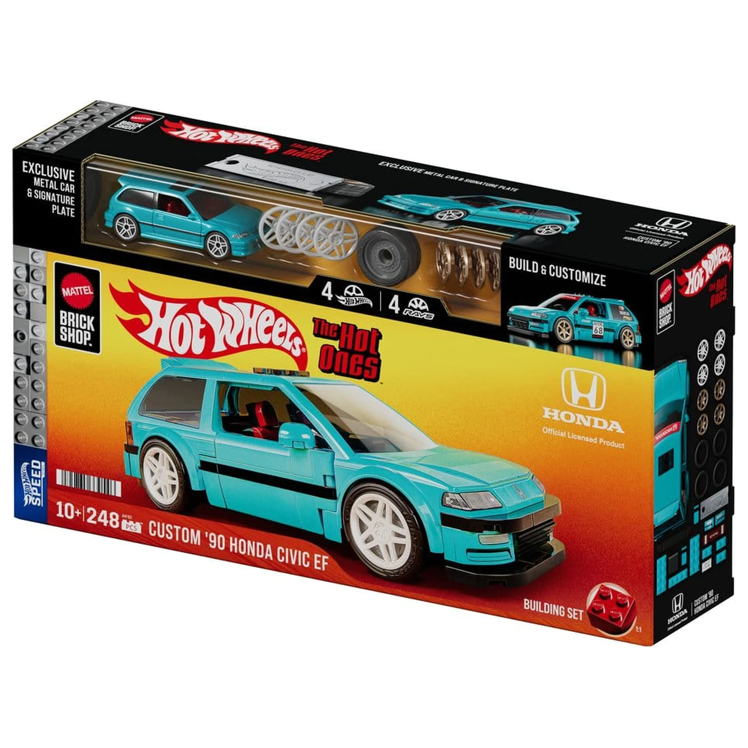 Hot Wheels Speed Series Mattel Brick Shop Set de constructie 1/32 Custom ’90 Honda Civic EF poza produsului