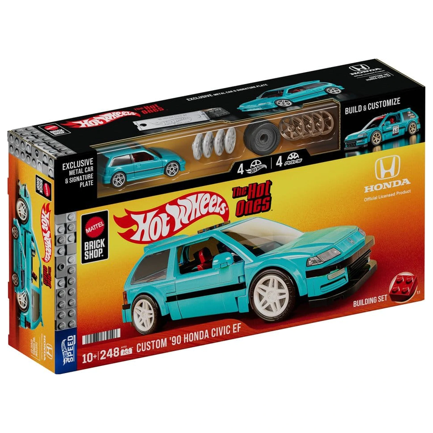 Hot Wheels Speed Series Mattel Brick Shop Set de constructie 1/32 Custom ’90 Honda Civic EF poza produsului