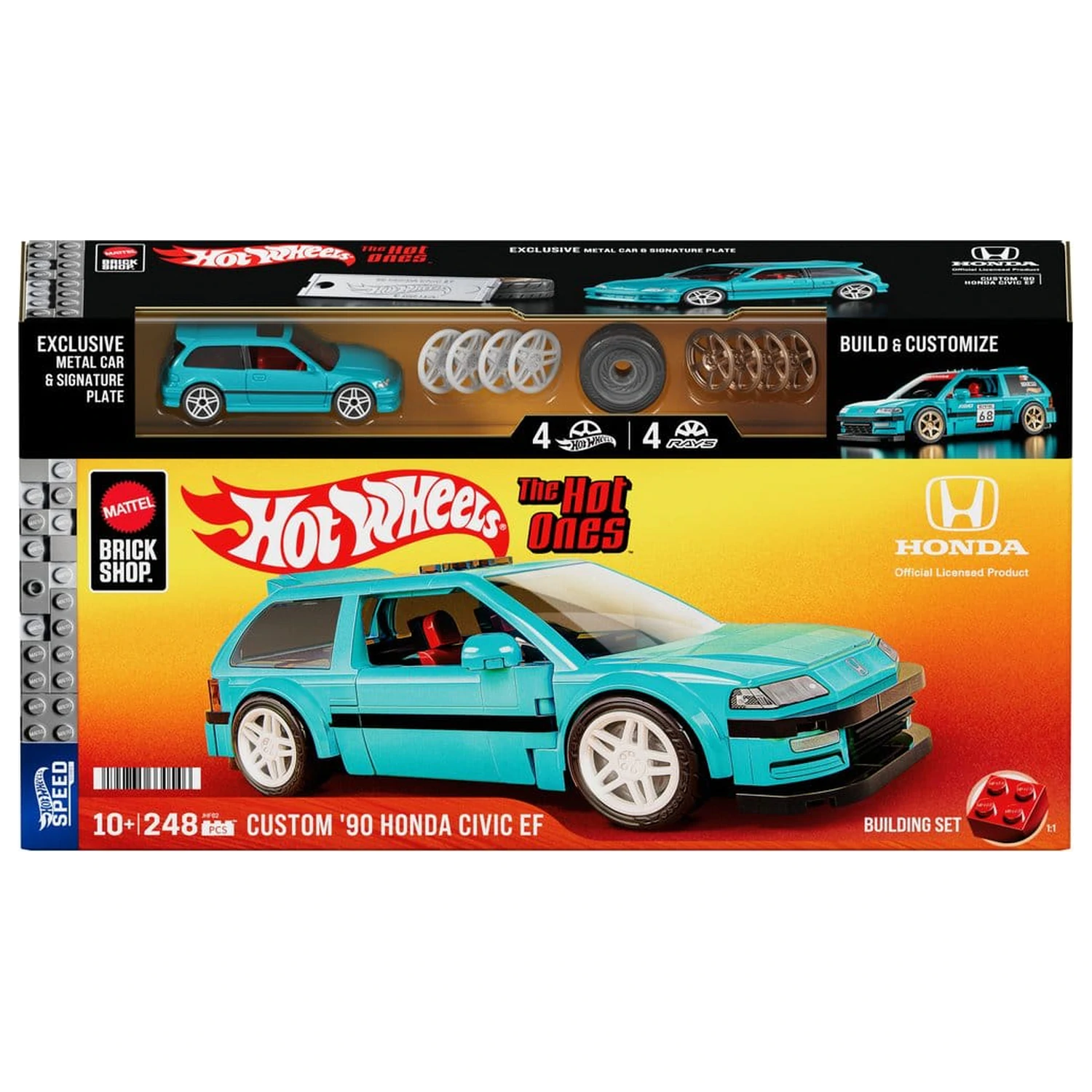 Hot Wheels Speed Series Mattel Brick Shop Set de constructie 1/32 Custom ’90 Honda Civic EF poza produsului