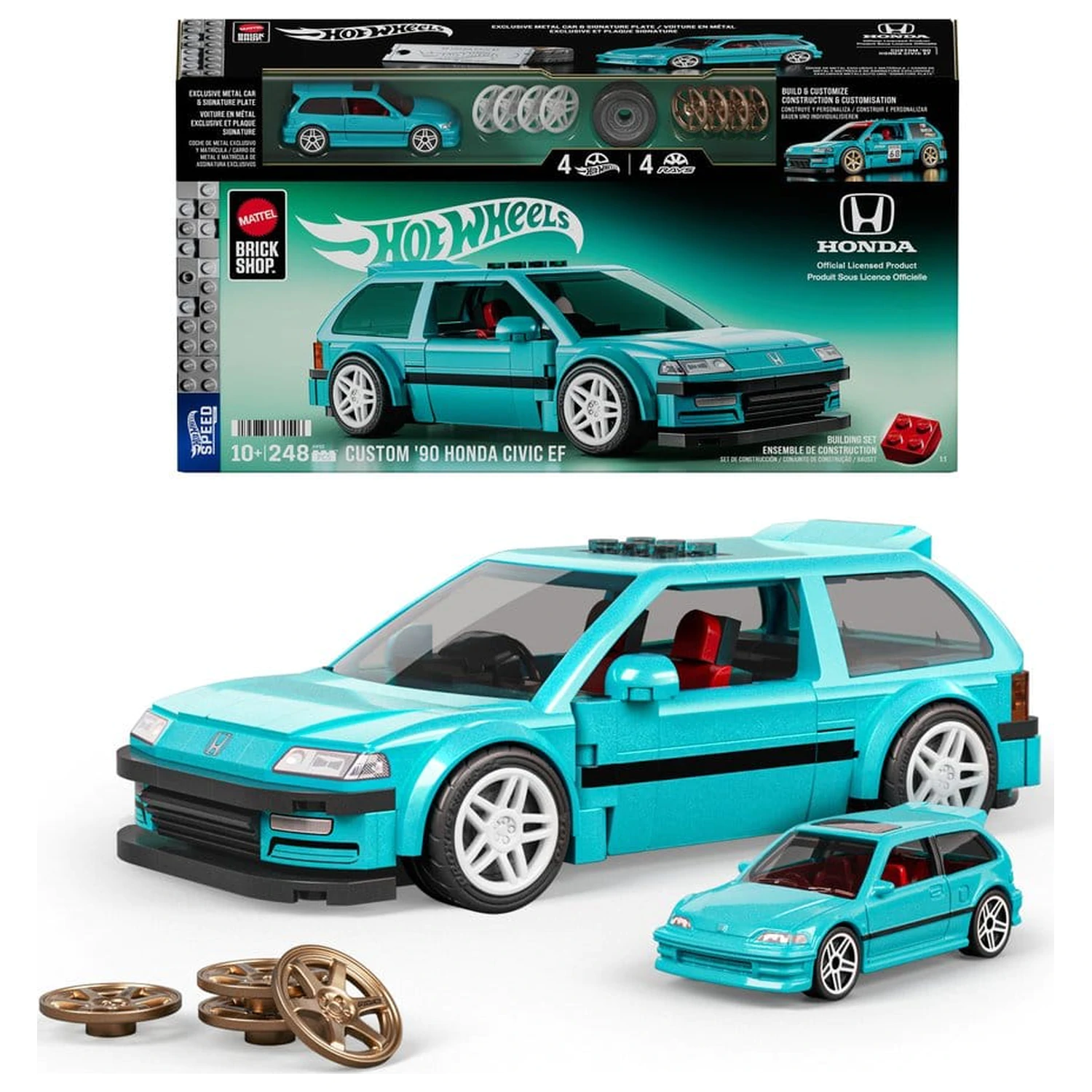 Hot Wheels Speed Series Mattel Brick Shop Set de constructie 1/32 Custom ’90 Honda Civic EF poza produsului