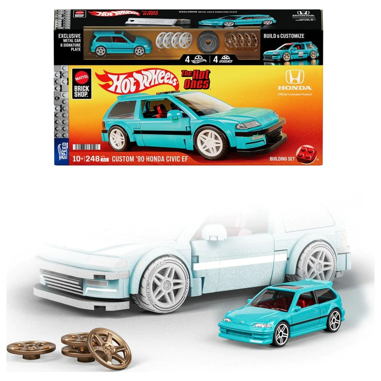 Hot Wheels Speed Series Mattel Brick Shop Set de constructie 1/32 Custom ’90 Honda Civic EF poza produsului