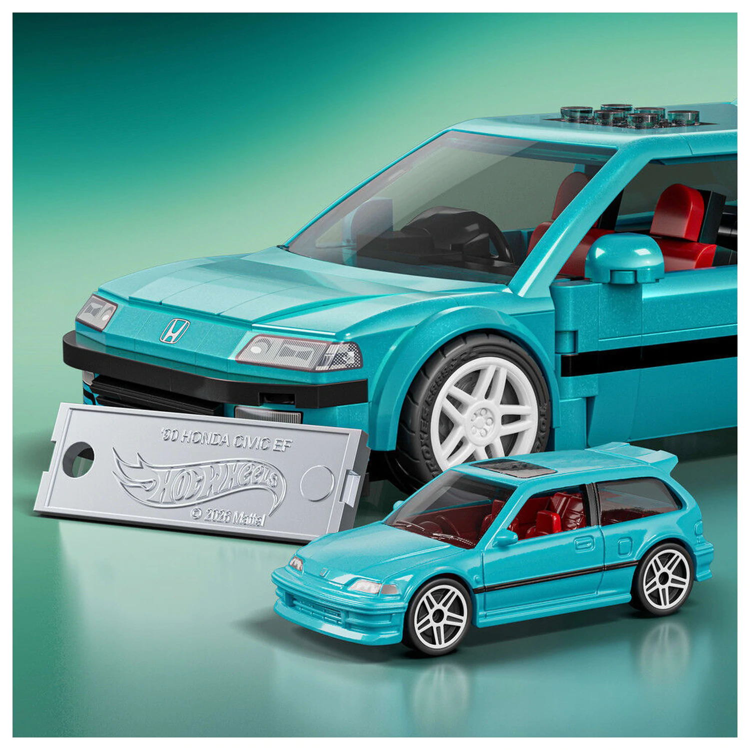 Hot Wheels Speed Series Mattel Brick Shop Set de constructie 1/32 Custom ’90 Honda Civic EF poza produsului