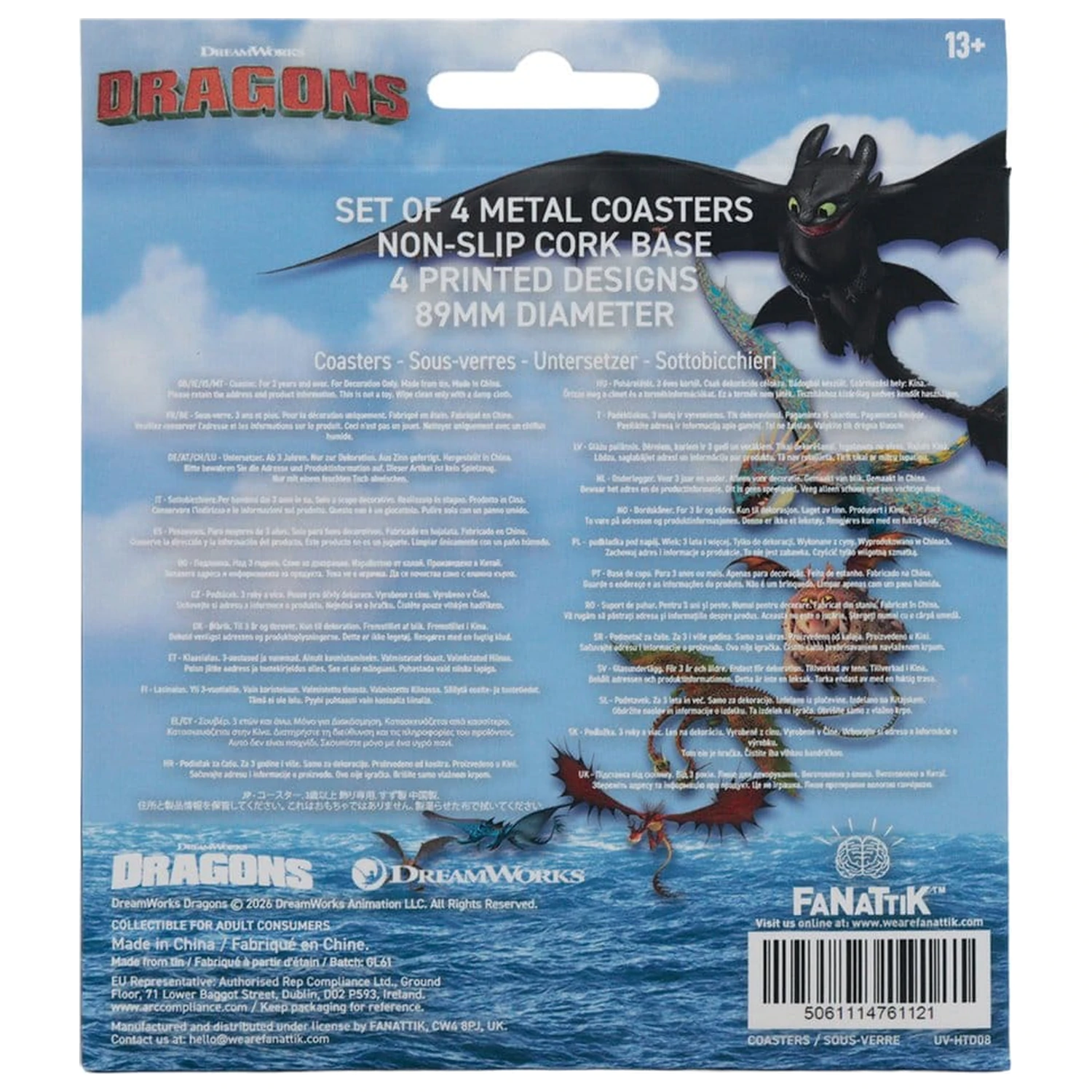How to Train Your Dragon Coaster Pachet 4 BUC de metal imprimat cu dragon poza produsului