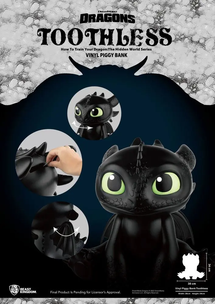 Pușculiță din vinil How To Train Your Dragon Piggy Toothless 30 cm poza produsului