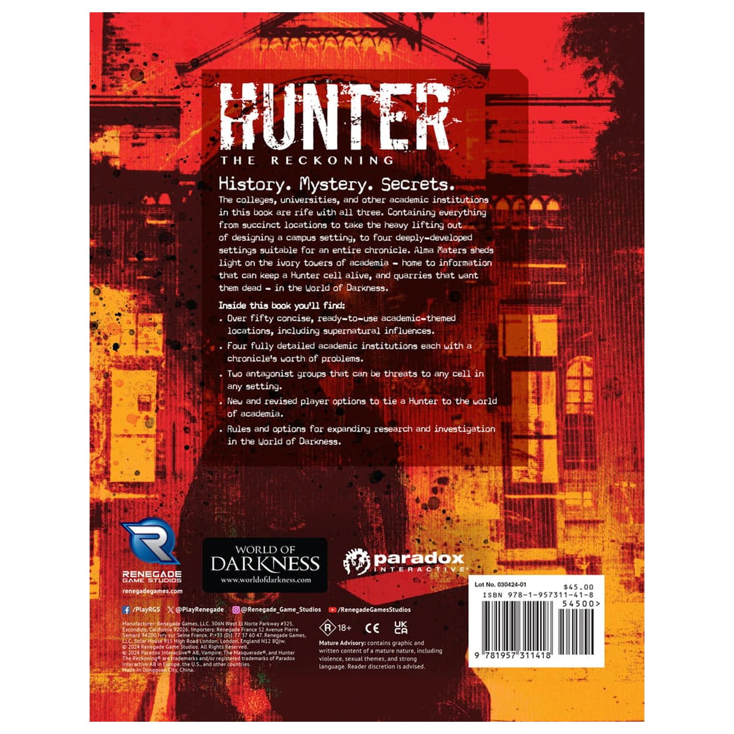 Hunter: The Reckoning 5th Edition RPG carte Alma Maters Sourcebook *versiunea engleza* poza produsului