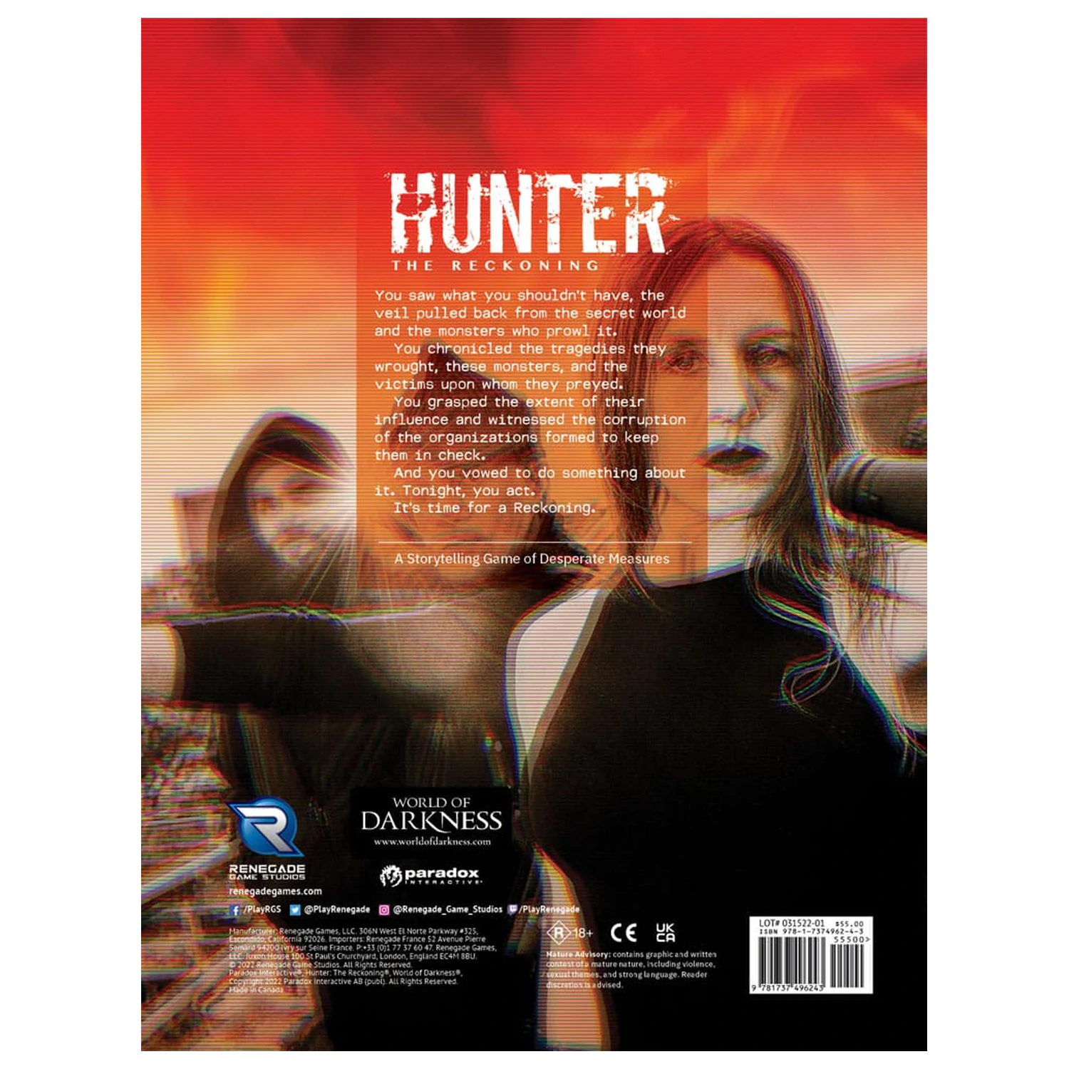 Hunter: The Reckoning a 5-a ediție carte de rol de joc cu reguli de baza *Versiune engleza* poza produsului