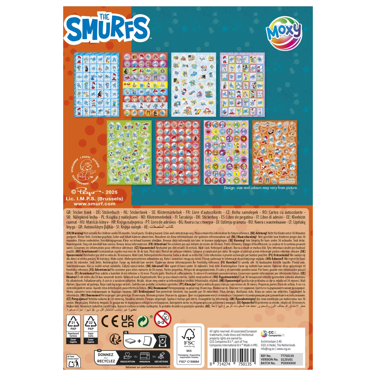 The Smurfs Happy Glitter Set autocolante cu 8 coli poza produsului