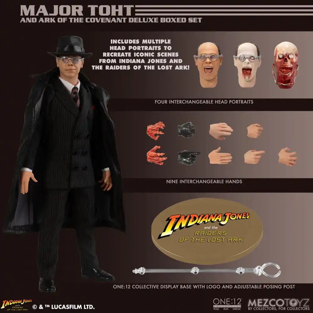 Figurină de acțiune Indiana Jones 1/12 Major Toht and Ark of the Covenant Deluxe Boxed Set 16 cm poza produsului