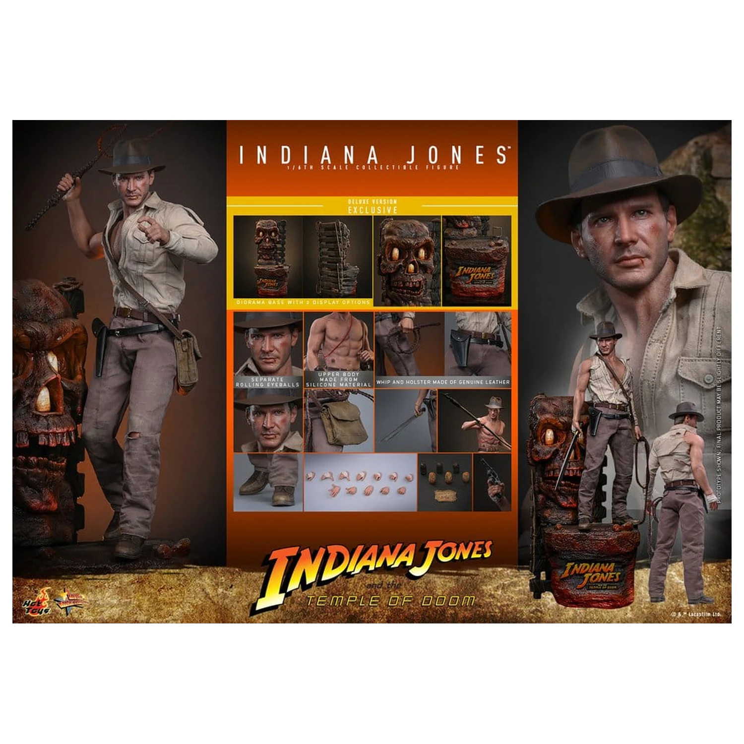 Indiana Jones Movie Masterpiece Figurină de acțiune 1/6 Indiana Jones (Deluxe Version) 30 cm poza produsului