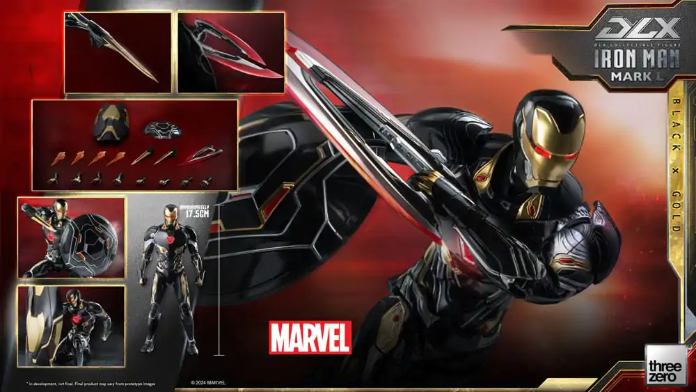 Figurină de acțiune Infinity Saga DLX 1/12 Iron Man Mark 50 (Black X Gold) 17 cm poza produsului