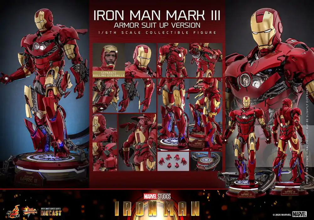 Iron Man Movie Masterpiece Figura de actiune Diecast 1/6 Iron Man Mark III (Armor Suit Up Version) 32 cm poza produsului