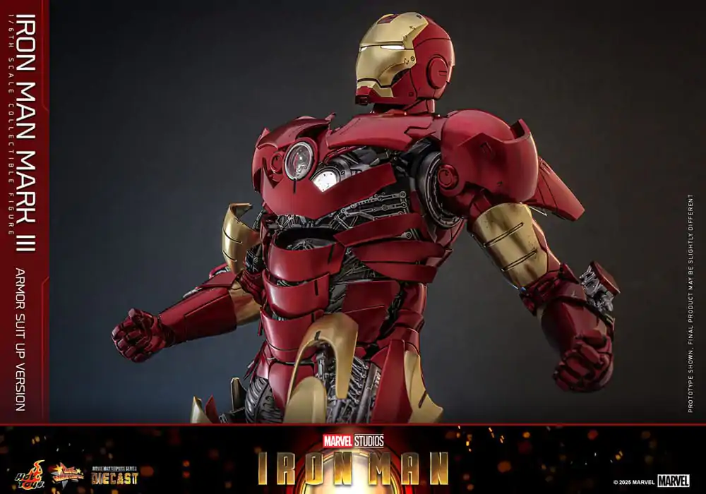 Iron Man Movie Masterpiece Figura de actiune Diecast 1/6 Iron Man Mark III (Armor Suit Up Version) 32 cm poza produsului
