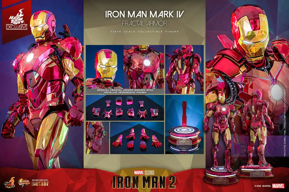 Figurină de acțiune turnată sub presiune de colecție film Iron Man la scară 1/6 Iron Man Mark VI (Fractal Armor) Hot Toys Exclusive 33 cm poza produsului