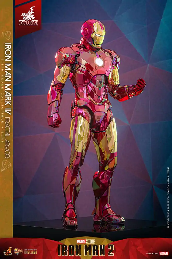 Figurină de acțiune turnată sub presiune de colecție film Iron Man la scară 1/6 Iron Man Mark VI (Fractal Armor) Hot Toys Exclusive 33 cm poza produsului