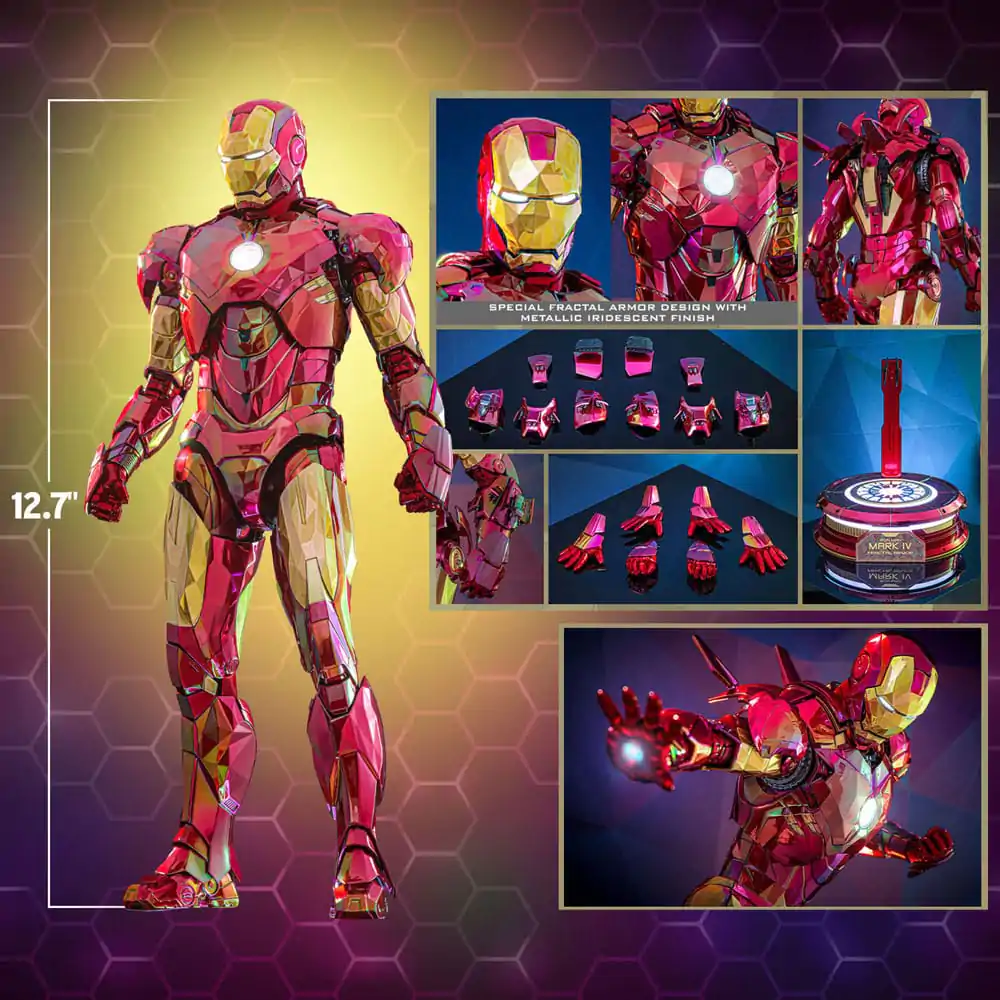 Figurină de acțiune turnată sub presiune de colecție film Iron Man la scară 1/6 Iron Man Mark VI (Fractal Armor) Hot Toys Exclusive 33 cm poza produsului