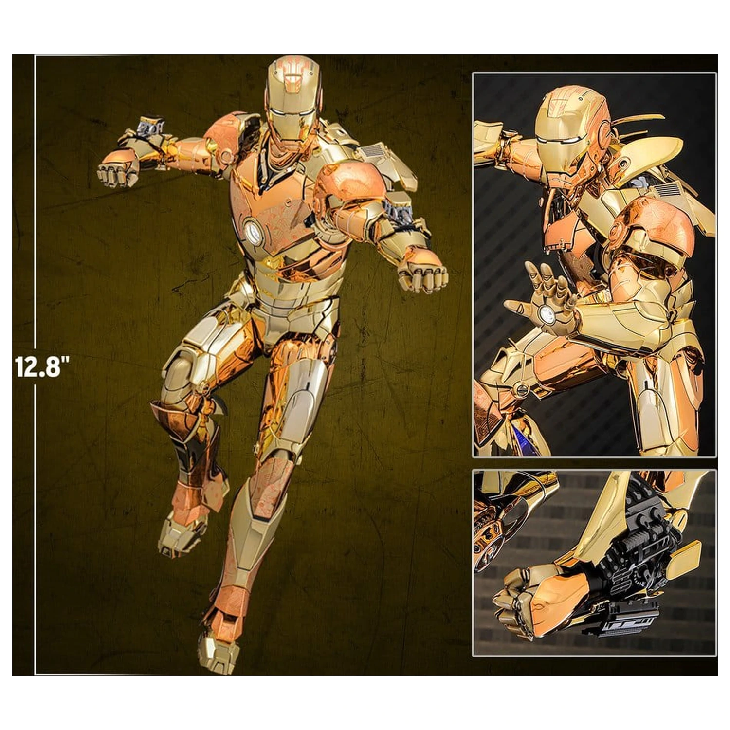 Iron Man Movie Masterpiece Diecast Figura de acțiune 1/6 Iron Man Mark III (Golden & Copper Gold Version) Hot Toys Exclusive 33 cm poza produsului