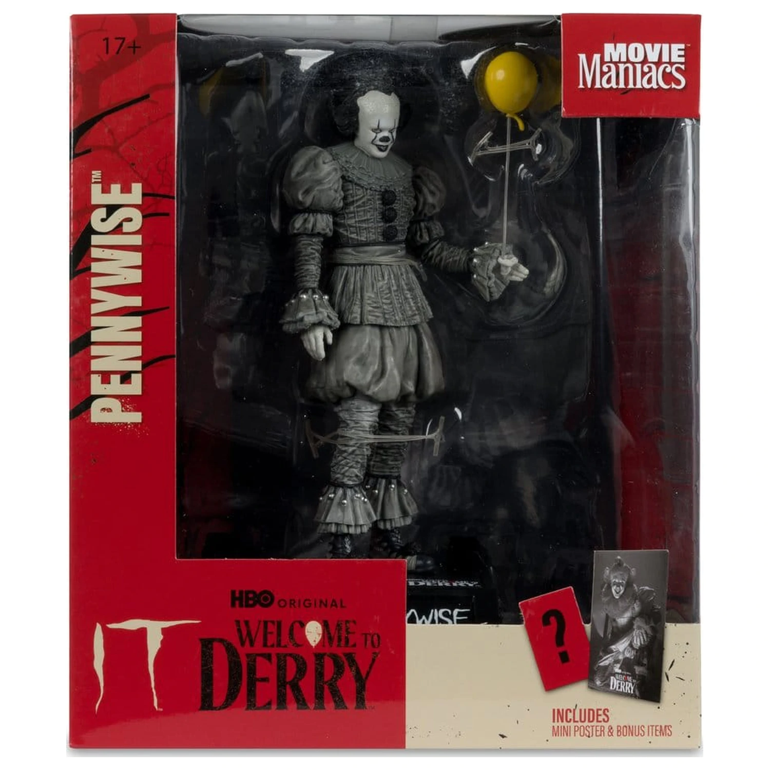 It Welcome to Derry Movie Maniacs Figura Pennywise (Black & White) 16 cm poza produsului