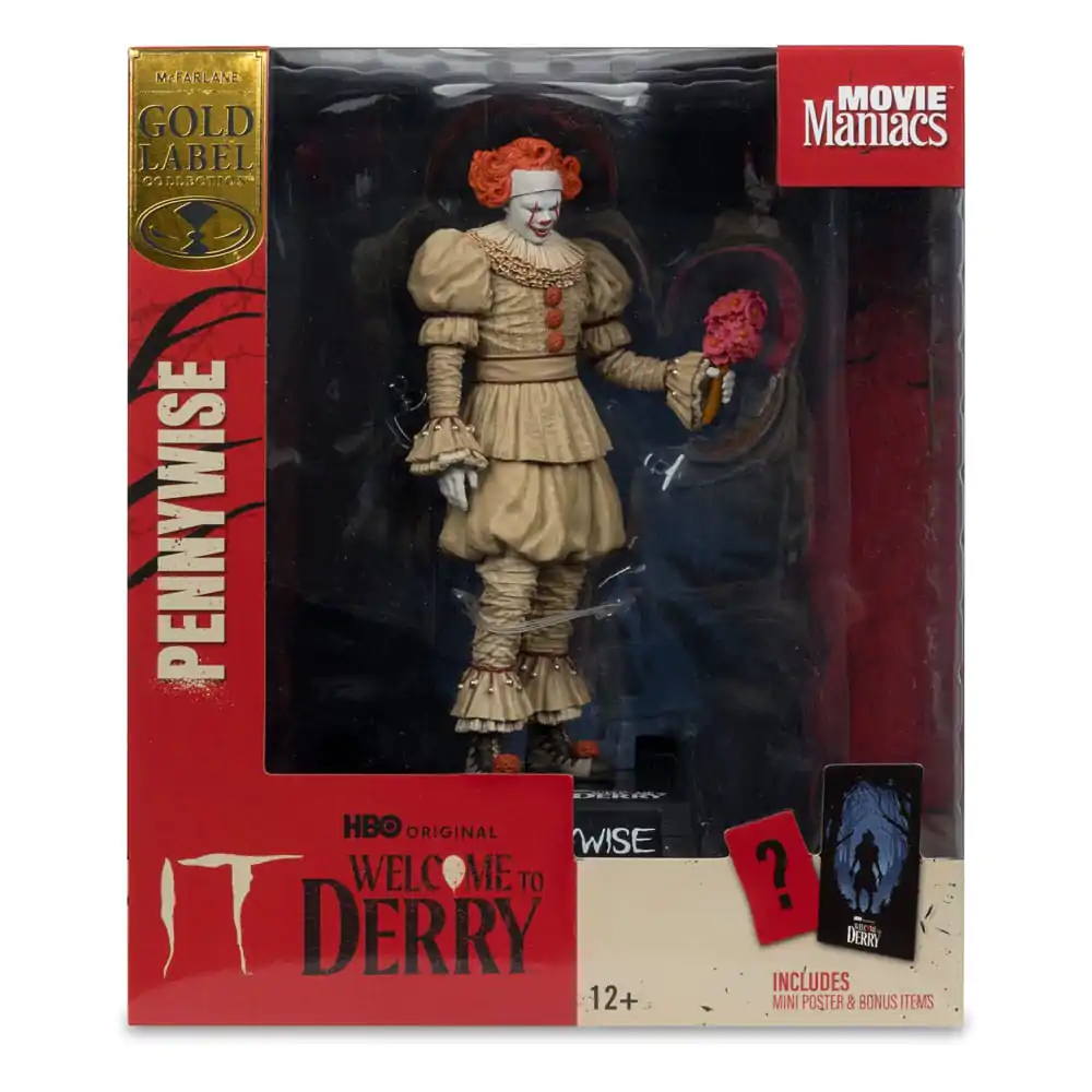 It: Welcome to Derry Movie Maniacs statuie PVC Pennywise (Flashback) (Gold Label) 16 cm poza produsului