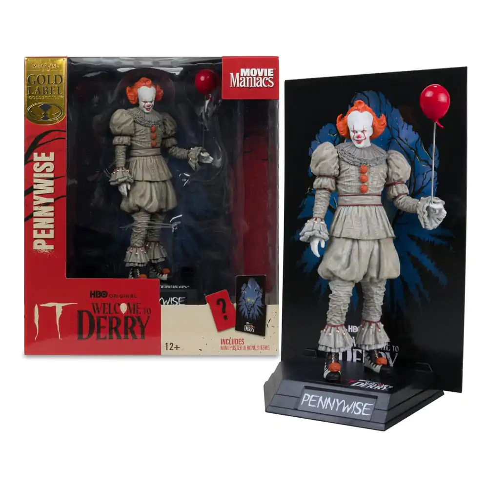 It: Welcome to Derry Movie Maniacs Statuie din PVC Pennywise (Eticheta Aurie) 16 cm poza produsului
