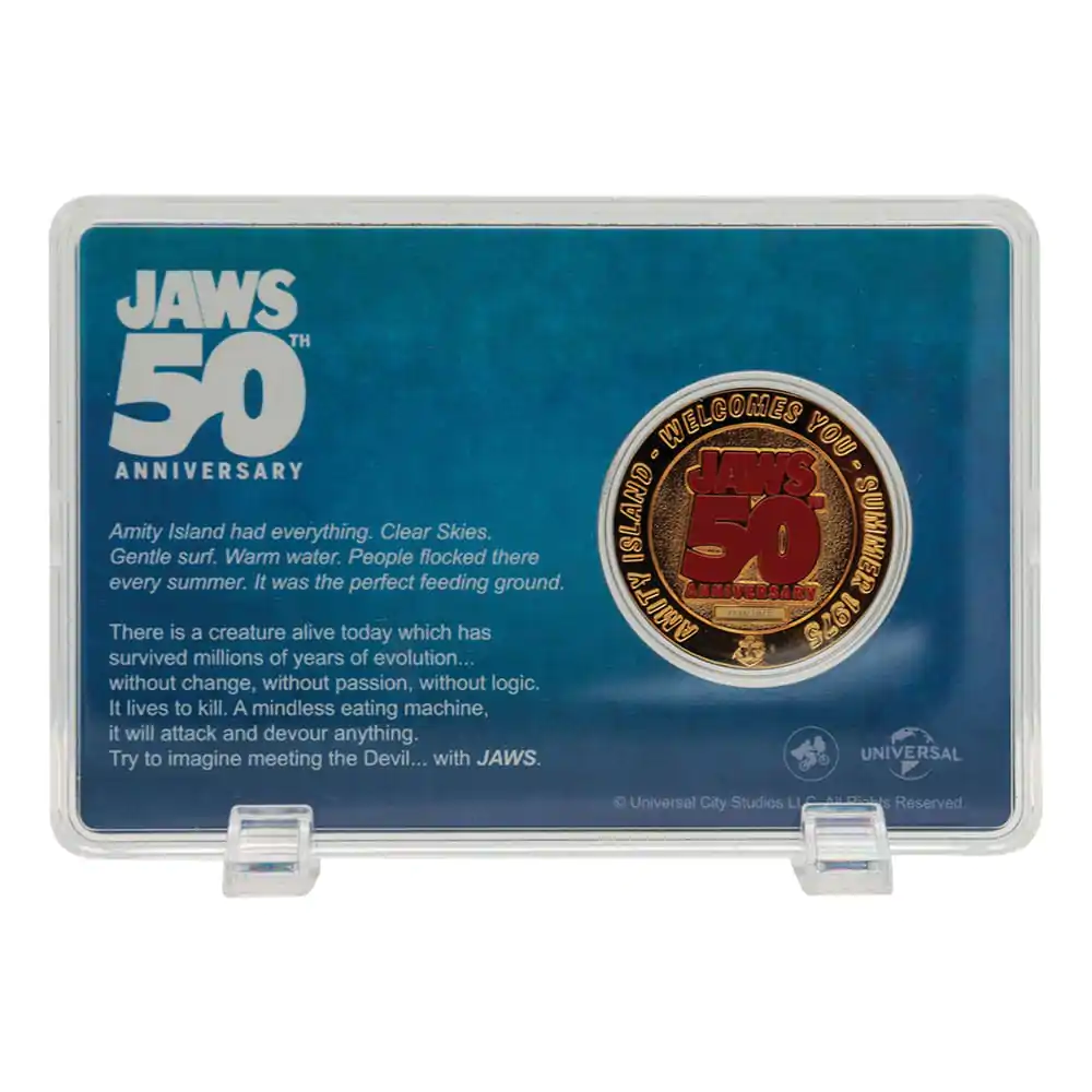 Monedă de colecție Jaws 50th Anniversary placată cu aur de 24k ediție limitată poza produsului