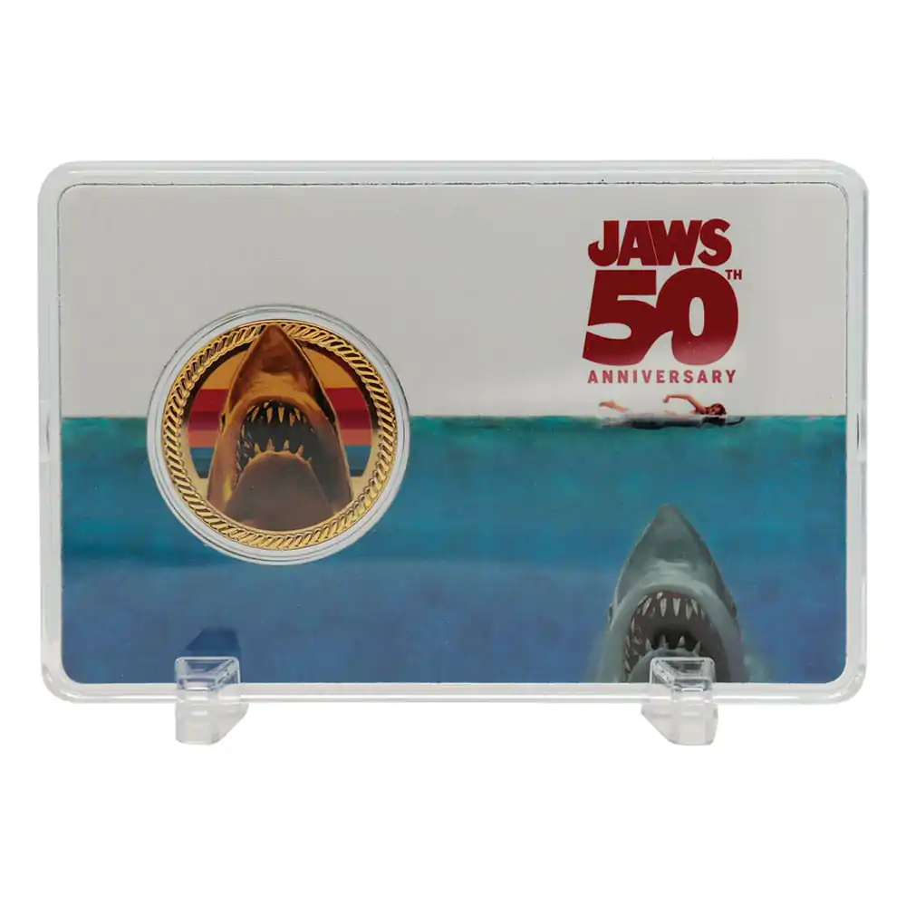 Monedă de colecție Jaws 50th Anniversary placată cu aur de 24k ediție limitată poza produsului