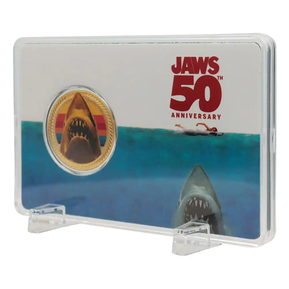 Monedă de colecție Jaws 50th Anniversary placată cu aur de 24k ediție limitată poza produsului