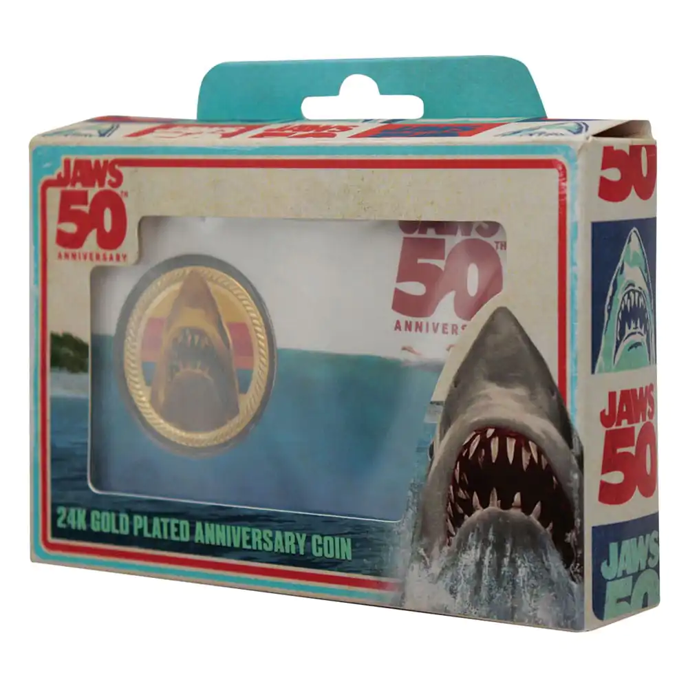 Monedă de colecție Jaws 50th Anniversary placată cu aur de 24k ediție limitată poza produsului