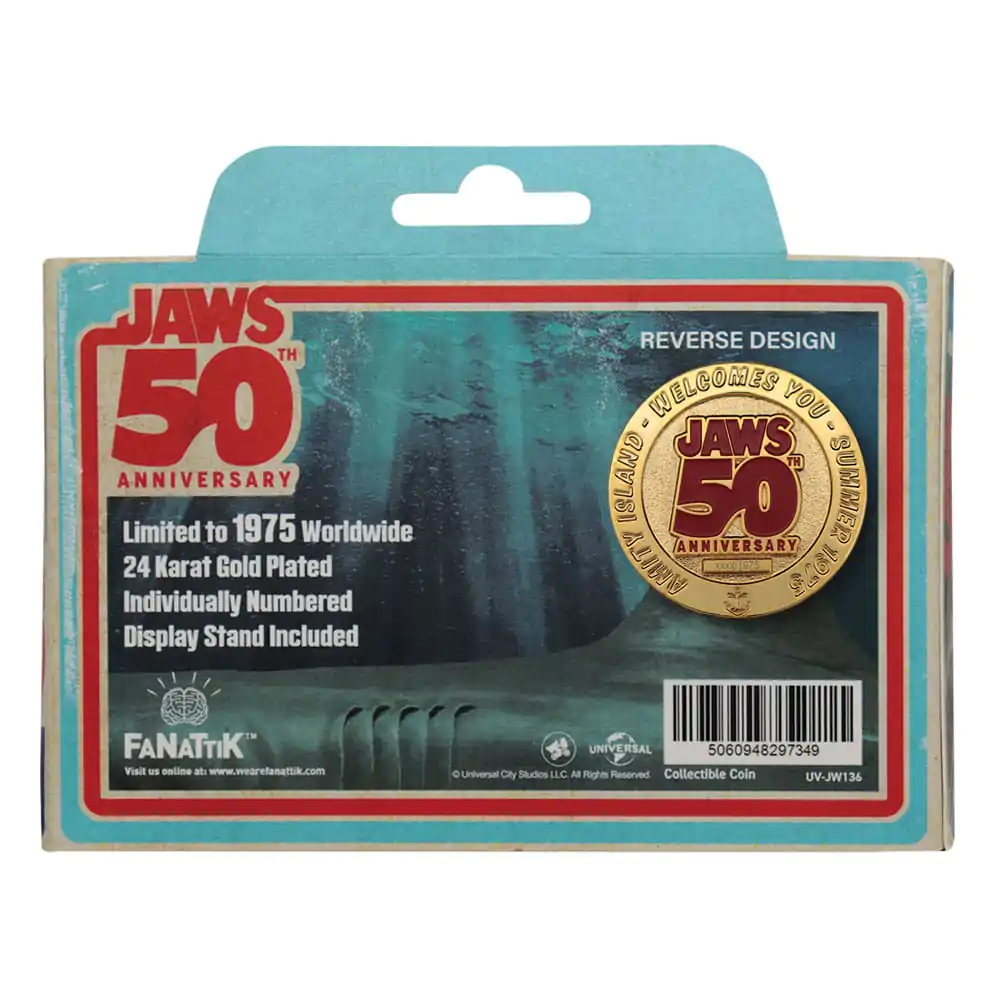 Monedă de colecție Jaws 50th Anniversary placată cu aur de 24k ediție limitată poza produsului