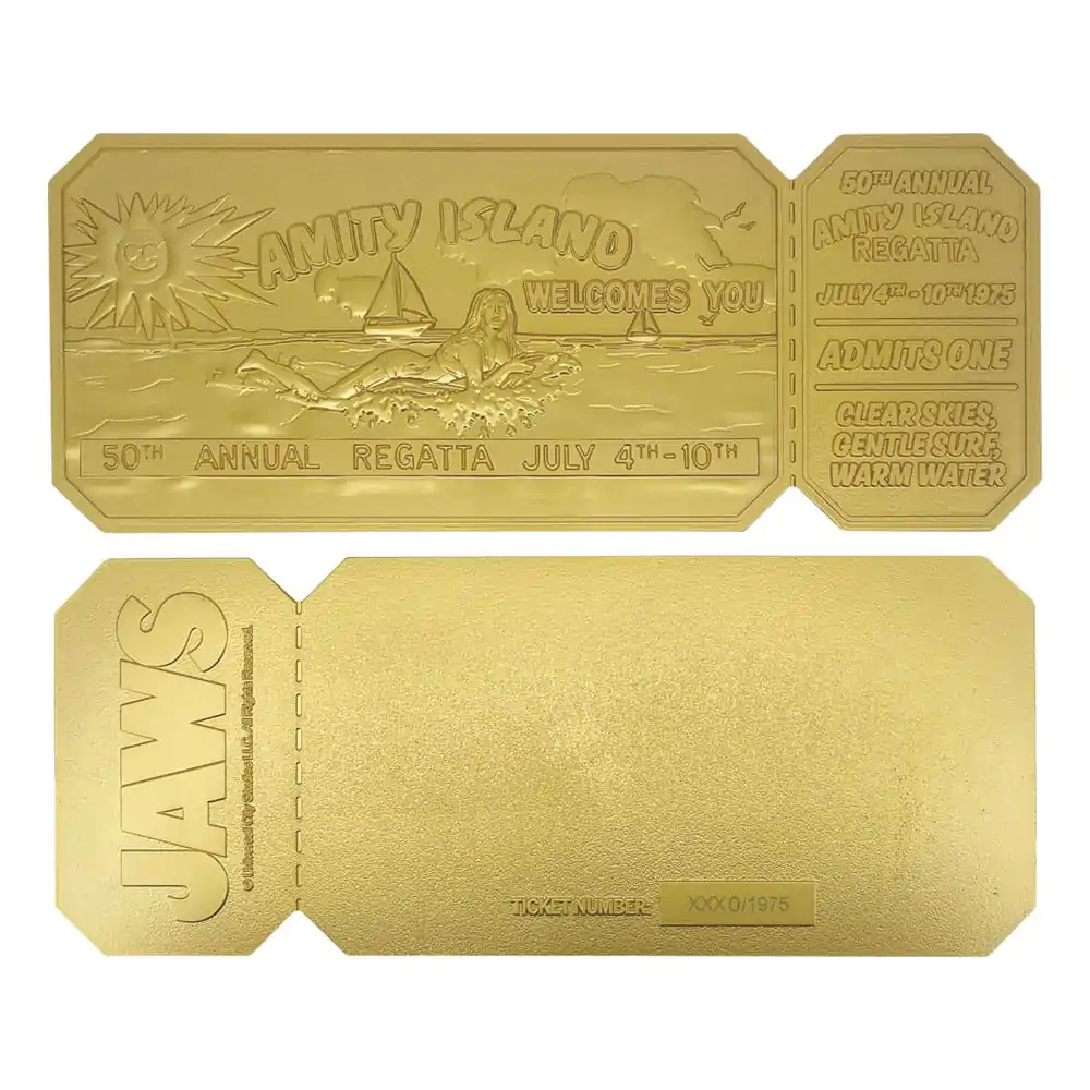 Jaws Replica 1/1 50th Anniversary Regatta Ticket Placat cu aur de 24k poza produsului
