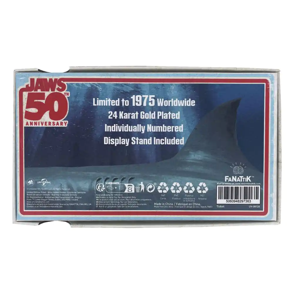 Jaws Replica 1/1 50th Anniversary Regatta Ticket Placat cu aur de 24k poza produsului