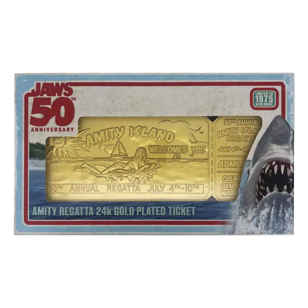Jaws Replica 1/1 50th Anniversary Regatta Ticket Placat cu aur de 24k poza produsului