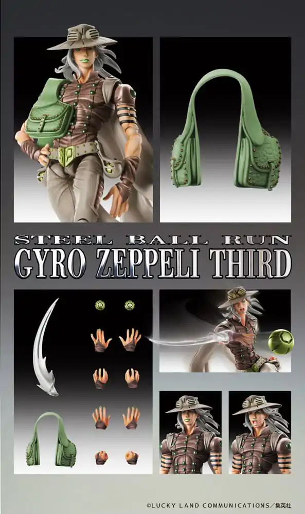 Figurină Super Action JoJo's Bizarre Adventure Part7 Steel Ball Run Chozokado Gyro Zeppeli Third 16 cm poza produsului