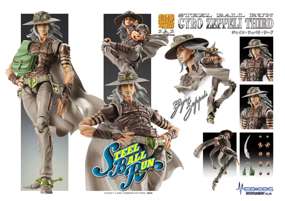 Figurină Super Action JoJo's Bizarre Adventure Part7 Steel Ball Run Chozokado Gyro Zeppeli Third 16 cm poza produsului