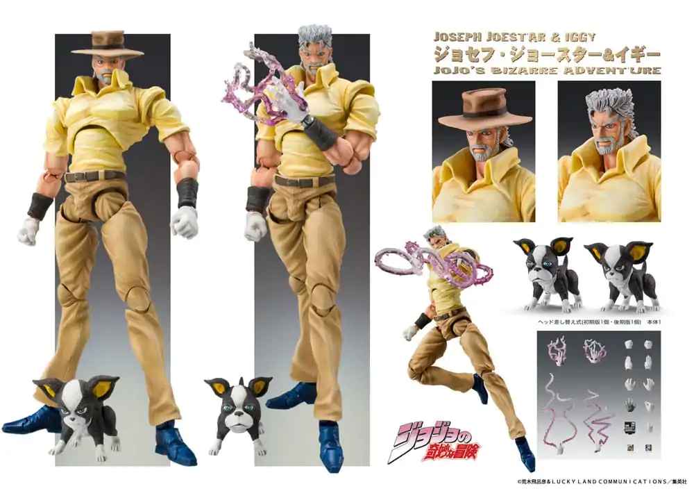 JoJo's Bizarre Adventure figurină de acțiune Super Action Chozokado (Joseph Joestar & Iggy) (ediția a 3-a) 15 cm poza produsului