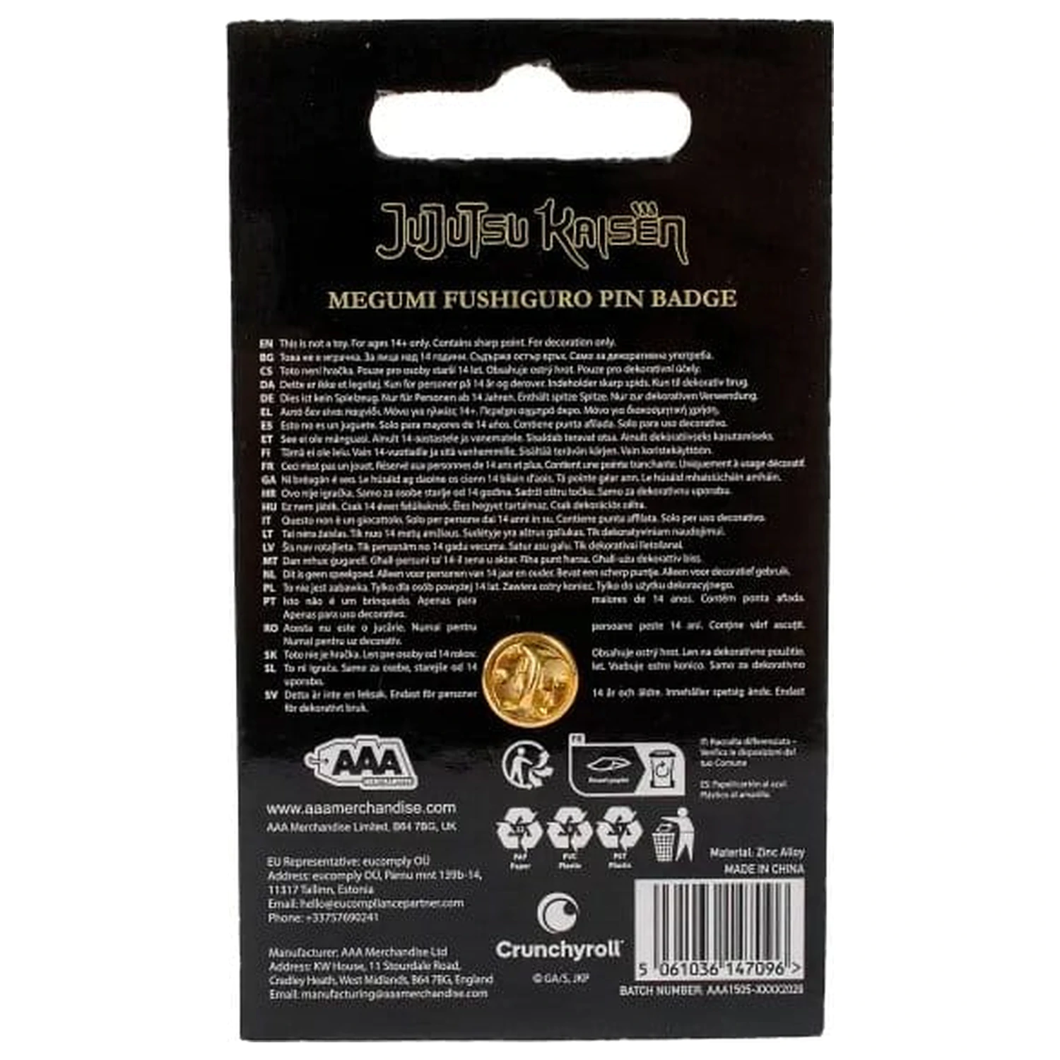 Jujutsu Kaisen Icon Pin Insigna Megumi Fushiguro poza produsului