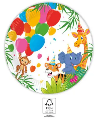 Jungle Balloons, Jungle Paper Plates 8 bucăți 20 cm FSC poza produsului