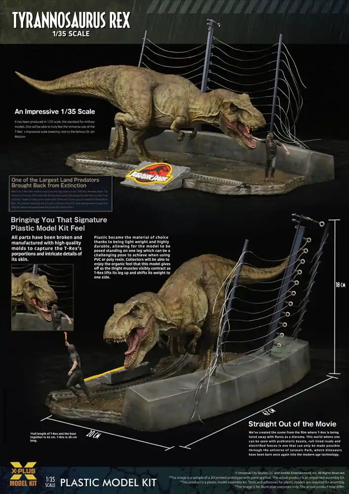 Kit Model Plastic Jurassic Park 1/35 Tyrannosaurus Rex 42 cm poza produsului