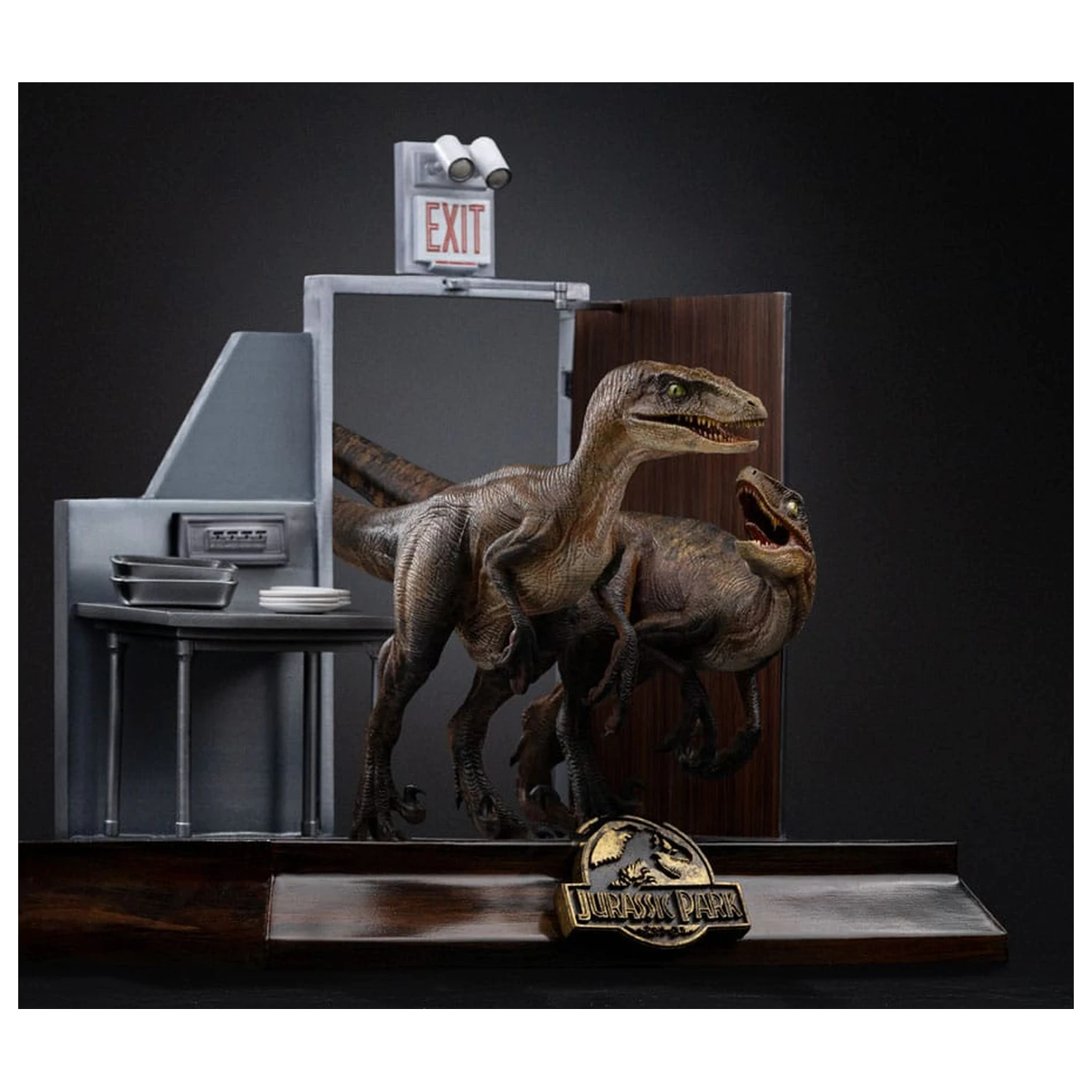 Jurassic Park Art Scale Statuie 1/10 Raptors at the Kitchens Door 28 centimetri poza produsului